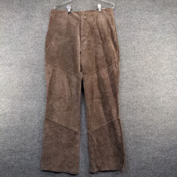 Hypo Active Women's Leather Pants Brown 12 Flat Front Lined Logo - Picture 2 of 10